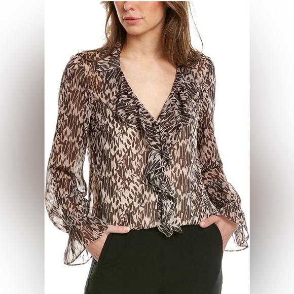 Ted Baker London Tops - Ted Baker Bertei Ruffle Blouse with Metal Ball Trim